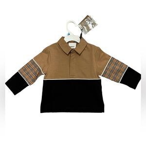 Burberry Beige & Black Checker Baby Polo, Long Sleeves, NWT, 18 mo